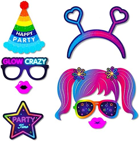 25pcs Glow Photo Booth adereços com bastão, Let's Glow Party Supply