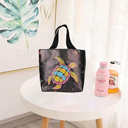 Kit de bolsa de pintura de diamante diy, sacolas de compras reutilizáveis ​​com alças, bolsa de mercearia dobrável, sacola de tecido, presentes de garotas femininas