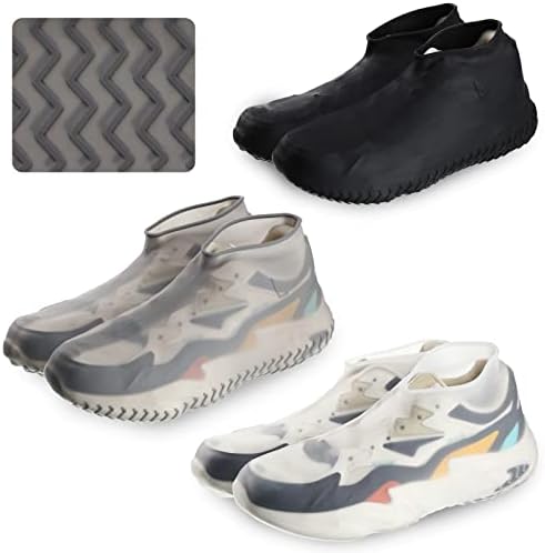 3 pares sapatos de silicone cobre botas de chuva tampas de sapatos à prova d'água reutilizáveis