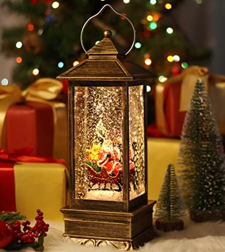Kelivol Christmas Snow Globe Lantern, Papai Noel Lanterna de Natal com 8 Músicas e Luzes, boneco de neve,