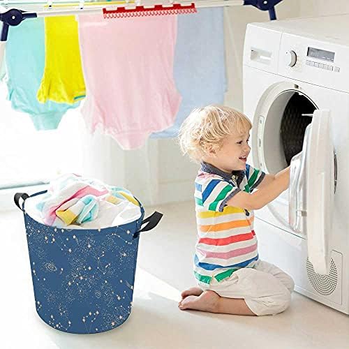 Cesta de lavanderia, cesto de lavanderia dobrável com alças constelação de galáxia espacial, cesto de roupas, cesta de armazenamento para o banheiro quarto de lavanderia