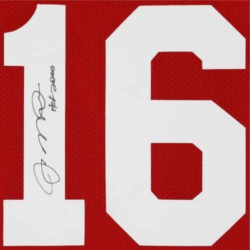 Joe Montana São Francisco 49ers autografou Mitchell e Ness Red Authentic Jersey com inscrição HOF 00 - camisas da NFL autografadas