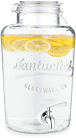 Distribuidor de bebidas Navaris com Spigot - Jar de bebida de vidro de 2,1 galões com torneira de aço inoxidável
