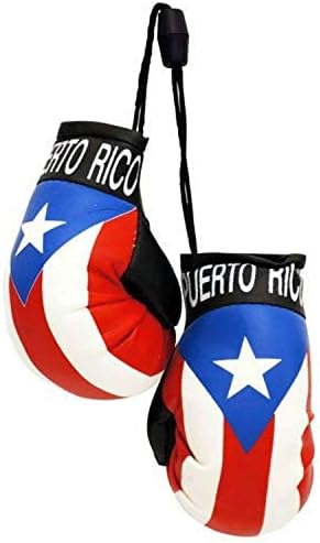 Porto Rico Country Flag Mini Boxing Luvas para pendurar sobre o seu espelho de automóvel