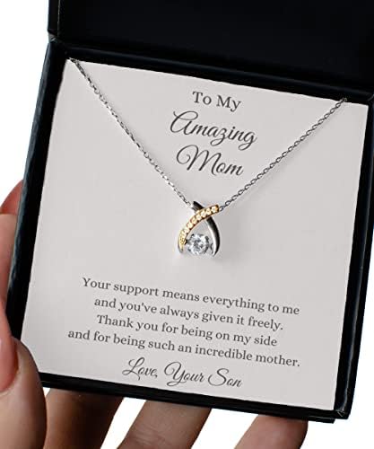 Mãe incrível de Son Wishbone colar, presente mãe, de filho, aniversário, jóias para mamãe, presente para