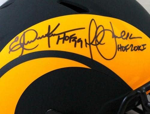 Faulk/Dickerson assinou Rams Eclipse Speed ​​Authentic FS Capacete FS com HOF -BAW Holo - Capacetes NFL autografados