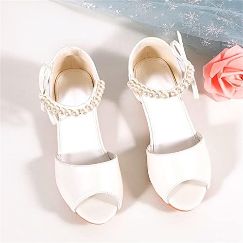 Sandálias de garotas Grils Sapatos de vestido Festa de casamento aberta de dedão de calcanhar