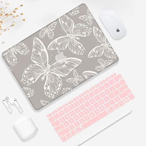 Sesok Compatível com MacBook Air 13 polegadas Caso 2020 2019 2018 Release A1932 A2179 M1 A2337 Touch ID, Caixa de casca dura de plástico com tampa do teclado ， Butterflies
