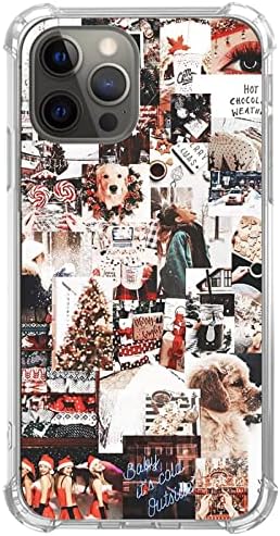 Nebruski Winter Christmas Collage Case compatível com o iPhone 12/12 Pro, Festival da Trendy Festival de Christmas Tree Puppy Case para homens e mulheres TPU Soft Bumper Case para iPhone 12/12 Pro