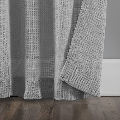 Archaeo waffle tecer algodão Blend Tap Top Curtain, 50 x 84, cromo cinza