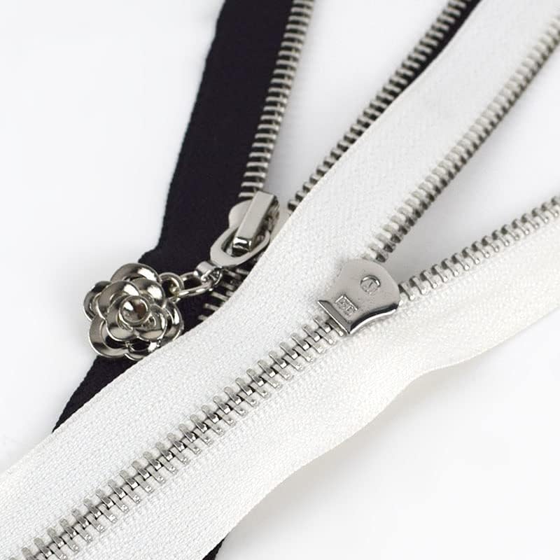 5/10pcs 20cm 5# Metal Zipper fechado Diy bolsa de bolsa de pão de vestuário de costura Acessório de alfaiate Black Jackets Zippers, 14-White, 10pcs 20cm