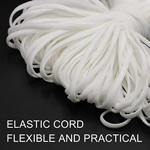 VANELC 50 jardas elásticas faixa de 1/8 de polegada, elástico, branca e elástica corda elástica elástica elástica