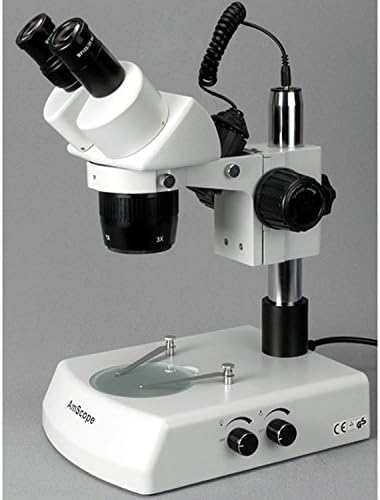 Microscópio binocular AMSCOPE SW-2B24, oculares WH10X, ampliação de 20x e 40x, objetivo 2x/4x, iluminação de halogênio superior e inferior, suporte de pilar, 110V-120V