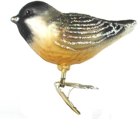 Ornamentos de Natal do Velho Mundo: Coleção de pássaros Coleta de vidro Ornamentos soprados para a árvore de Natal, Chickadee de cerejeira