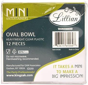 Lillian Mini Plastic Oval Bowls, 1,5 oz, Limpo