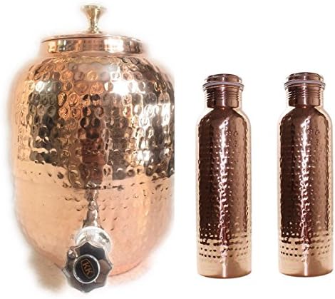 Dispensador de água de cobre puro Ayurveda benefícios da junta Pote de vazamento livre de vazamento 2 garrafa por local de atração