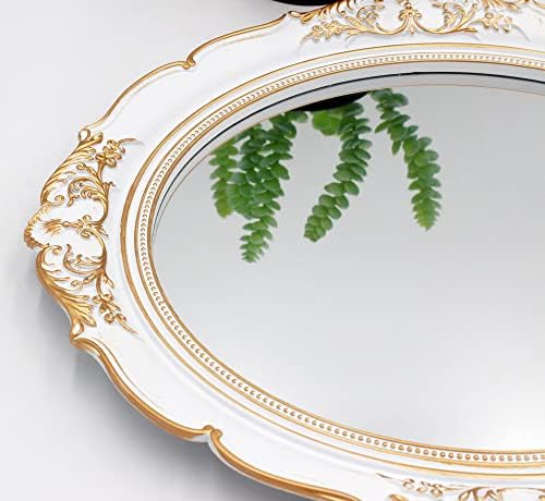 Espelho decorativo ychmir espelho vintage espelhado 14,8 x 13,1 polegadas espelho oval branco