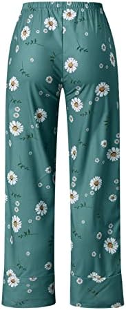 Calça de ioga com bolsos mulheres casuais algodão solto calça alta cintura calças retas compridas com bolsos