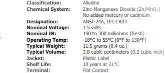 Bateria de lance alcalino industrial, AAA, 1,5 volts