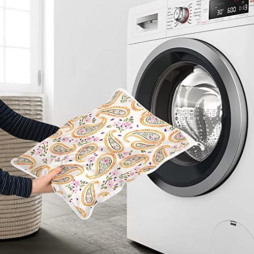 2pcs Mesh Laundry Bags Floral Paisley Laundry Saco de lavagem com bolsas de malha de zíper em loop suspenso para