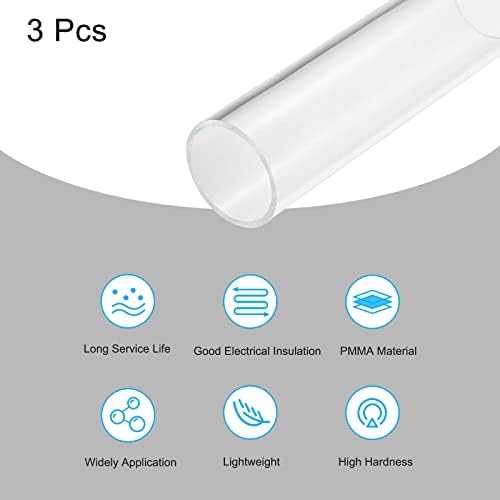 Meccanixity Tubo acrílico CLARE Tubo redondo rígido 3pcs 36mm ID 40mm od 6 Para lâmpadas e lanternas, sistema de resfriamento de água