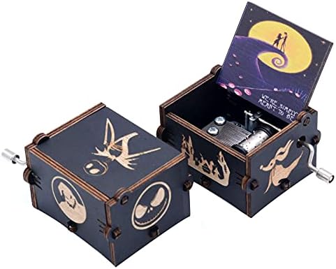 Caixa de música ddjbdb caixa de manivela de madeira de madeira, melodia-isso é o Halloween, o padrão de