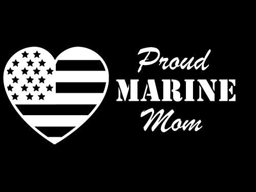 Designsthatstick orgulhoso marinho mamãe coração sinalizador 7 adesivo de vinil tropas de decalques de decalques orgulhosos suportes love America Estados Unidos soldados militares R83