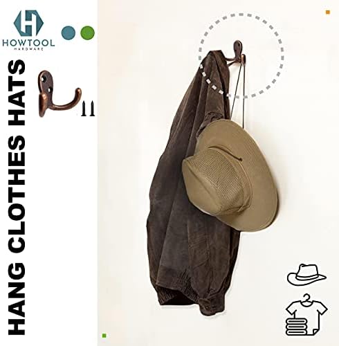Gancho duplo Robe 5 Pacote de cobre antigo com parafusos Bolsa de chapéu de casaco | Howtool