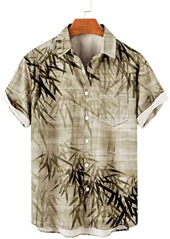 HDDK Mens Casual Button Down Diretas de verão Praia Tree tropical Imprimir camisa havaiana Férias regulares