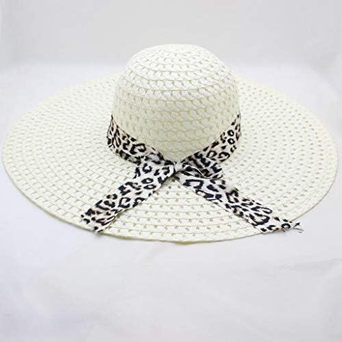 Chapéus de palha para mulheres larga chapéu de sol feminino fluppy leopardo boné palha de palha de