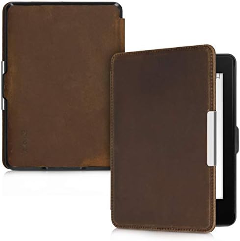 Case Kalibri Compatível com Kindle Paperwhite - Caso de capa de proteção e e -reader de couro real - marrom
