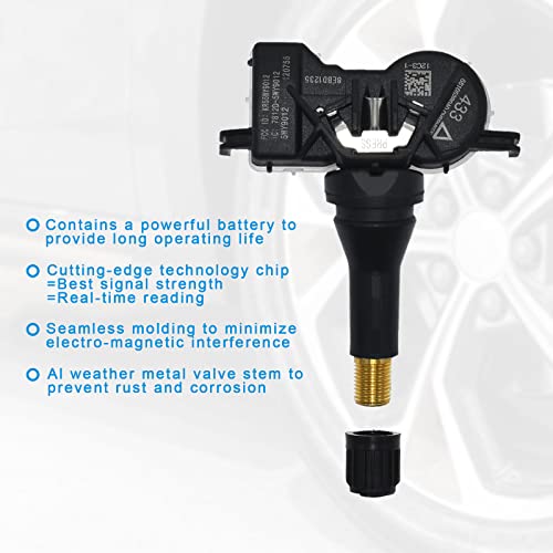 Sensor de pressão dos pneus 68105280AD 68193586AA 433MHz TPMS Sensor Compatível com Dodge Dart 2012-2017 4-Pack