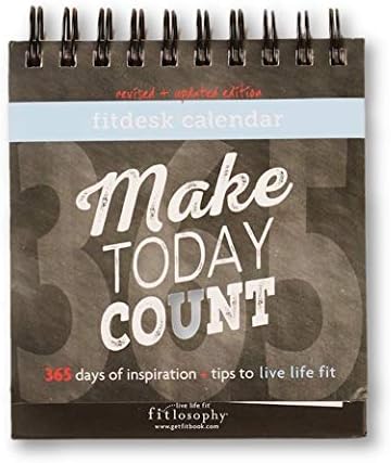 Fitlosophy 'Make Today Count' 365 dias Inspirational Perpetual Desk Calendário, Fitdesk 365 dias Calendar perpétuo