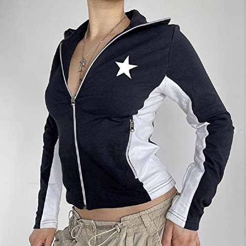 Roaonocomo mulheres y2k zip up jackets stand colar slim fit rastreuit de manga longa jaqueta de