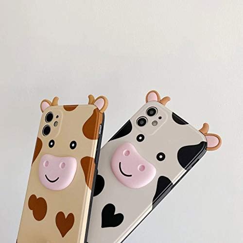 Hi-yooherehhele capa, 3d fofo leite sorridente vaca macia tpu choque de choque de choques de proteção de proteção de proteção compatível com iPhone 12 Pro