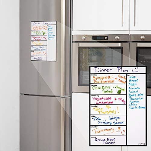 Rabisco grande calendário de geladeira magnética A3, planejador de refeições semanal, superfície do quadro branco de limpeza seca