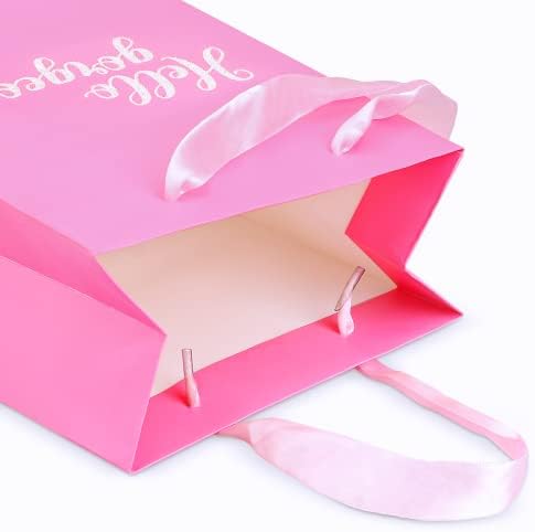 Jiashuyeye 11 Bolsa de presente rosa quente com papel de seda para aniversário, casamento, chuveiro de noiva,