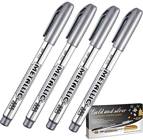 4 peças canetas marcadoras metálicas, marcadores de caneta de tinta metálica adequados para cartões que escrevem canetas de pintura metálica de letras assinantes