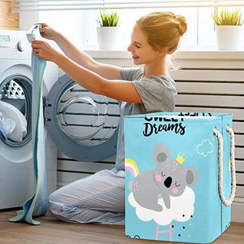 Deyya Sleeping Koala Pattern Laundry Bestkets dificultam altura de altura dobrável para crianças