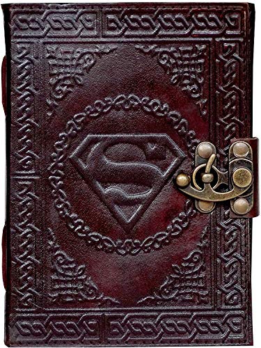 Revista de couro artesanal Superman em relevo Organizer Book of Shadow Diário no bloco de 5x7 polegadas