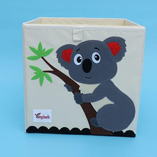 Alipis 2pcs dobrável - Cartoon Roupas infantis Cubo lavável e estampado Organizador de livros de brinquedos Koala armazenamento xxcm