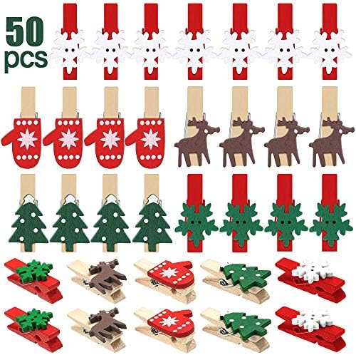 Mini pinos de roupas, clipes de foto de madeira de Natal Mini prendedores de roupas 50 Pacote de roupas pequenas
