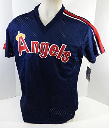 1983-90 California Angels Blank Game emitido Blue Jersey Batting Practice XL 711 - Jogo usou camisas MLB