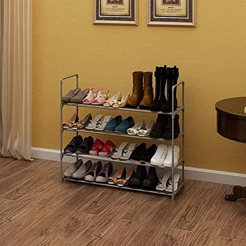 Rack de sapatos de 4 camadas, organizador de armazenamento de metal prateleiras de torre de calçados empilháveis ​​seguram até 16 a 20 pares de sapatos para sala de estar, entrada, corredor e vestiário
