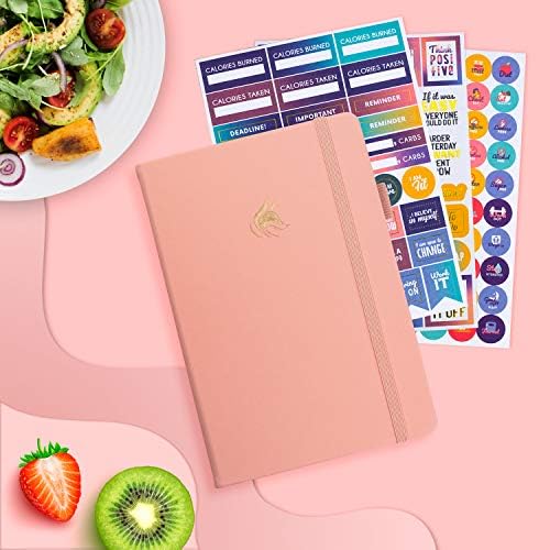 Clever Fox Wellness Planner - Log de saúde e bem -estar semanal e diário, diário de alimentos e planejador de refeições para contagem de calorias, caderno para rastreamento de condições médicas, tamanho A5 - rosa claro