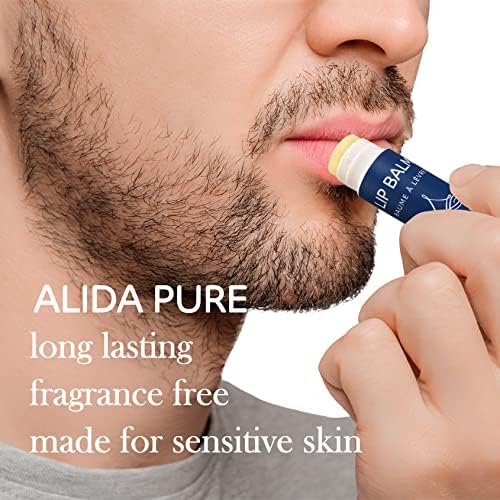 Alida Pure Fragrance Lip Lip Balm, vegano, sem perfume, sem sabor, cera de abelha, óleo de coco livre,