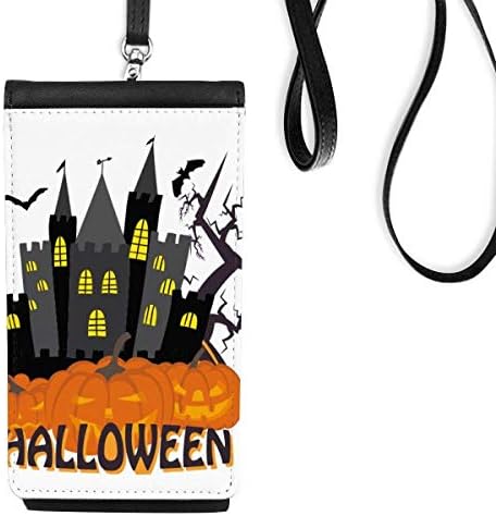 Castelo assustador de Hallowmas na bolsa de carteira de telefone noturno pendurado bolsa móvel bolso preto bolso preto