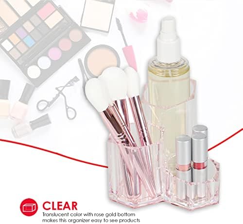 Home Basics Organizador de cosméticos plásticos com fundo de rosa | Compartimentos separados | Soaca de