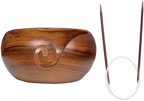 Tigela de fios e agulha de tricô circular - tigela de corte em espiral projetado com agulhas premium ultra