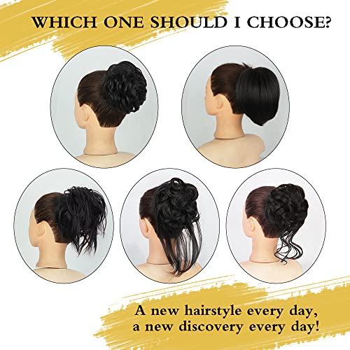 LATIV 5PCS Hair Bun Bun updo Updo Scrunchies Extension com elástico Banco de borracha de cabelo liso Banco de cabelo Acessórios de cabelo cacheados Conjunto para mulheres meninas